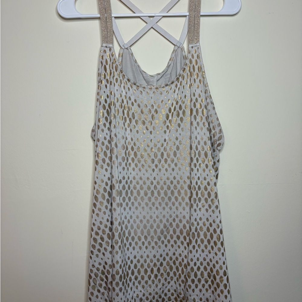 Lane Bryant Gold and White Top with Criss Crossed Straps Plus Size 26/28 or 3X
